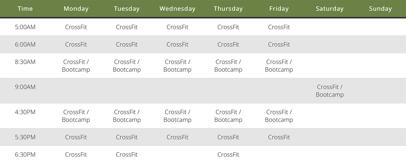 Flying Fortress CrossFit schedule